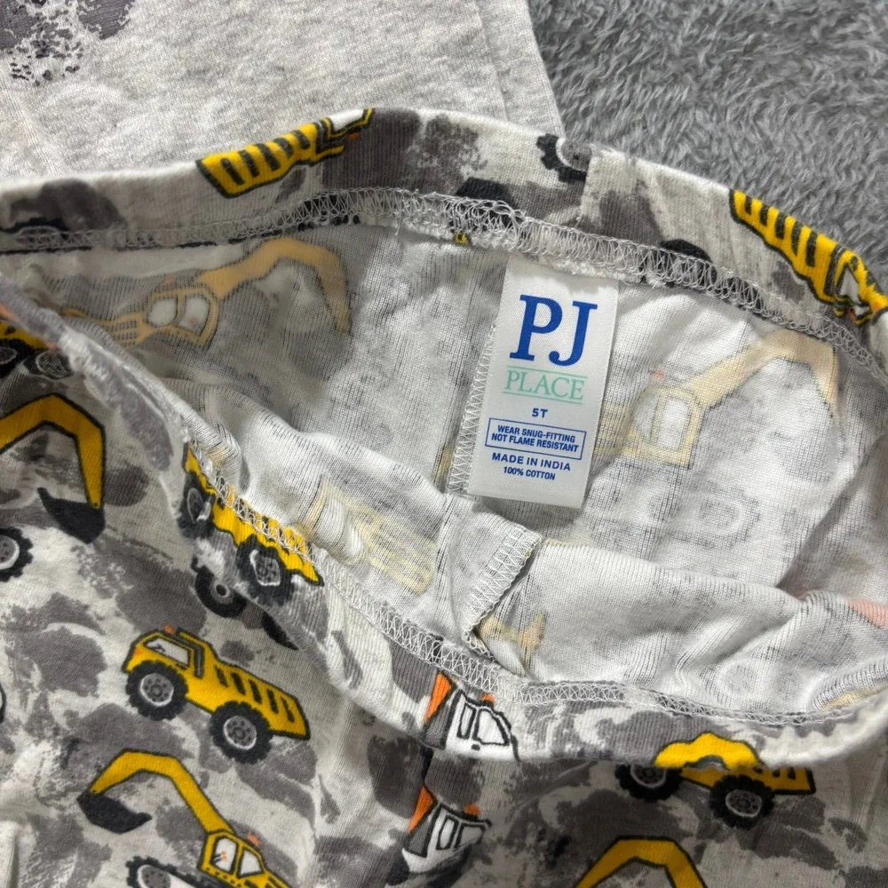PJ Place Jumping Beans Cat & Jack 5T Gray Brown Construction Pajamas Sweatshirt